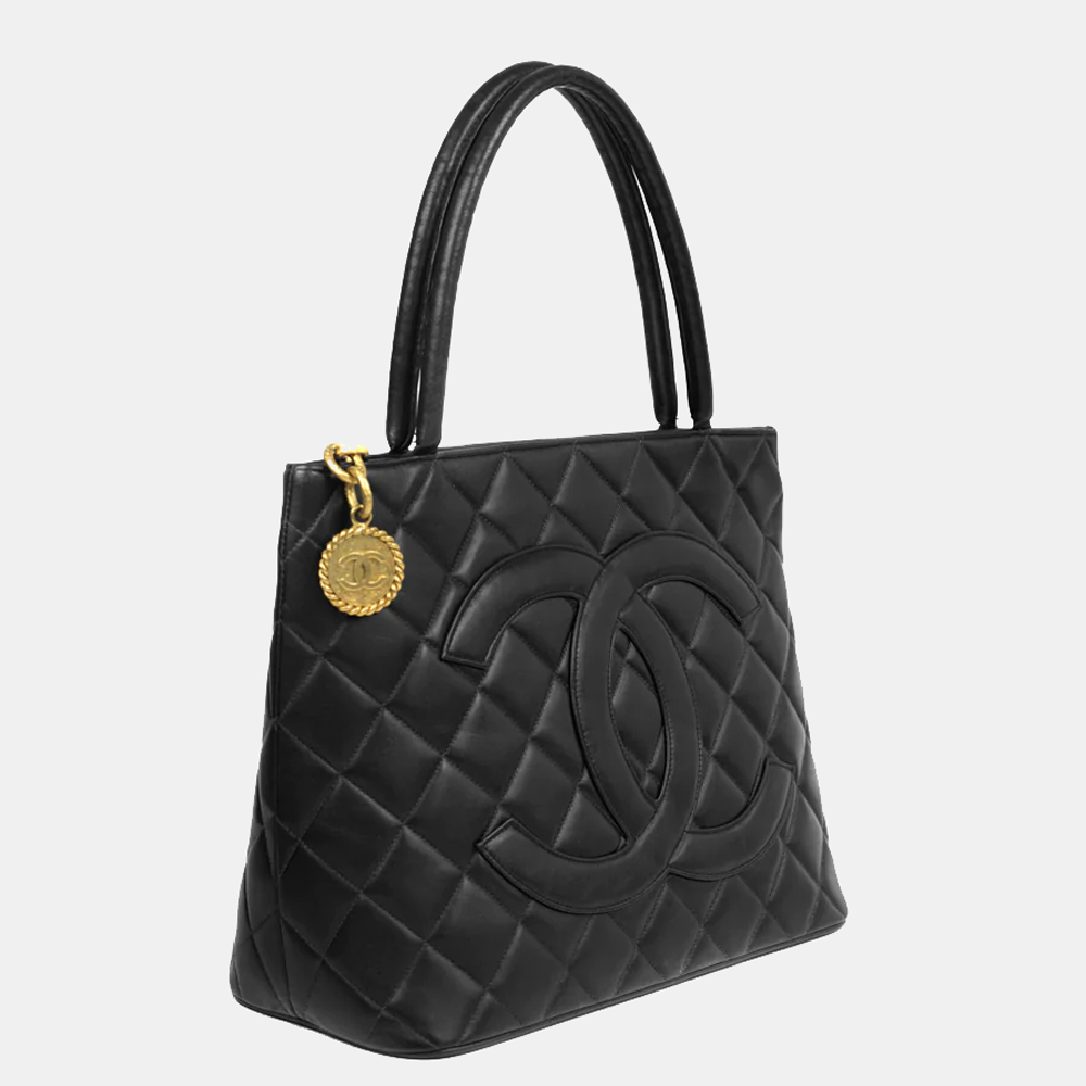 

Chanel Black Caviar Leather Medallion Tote Bag