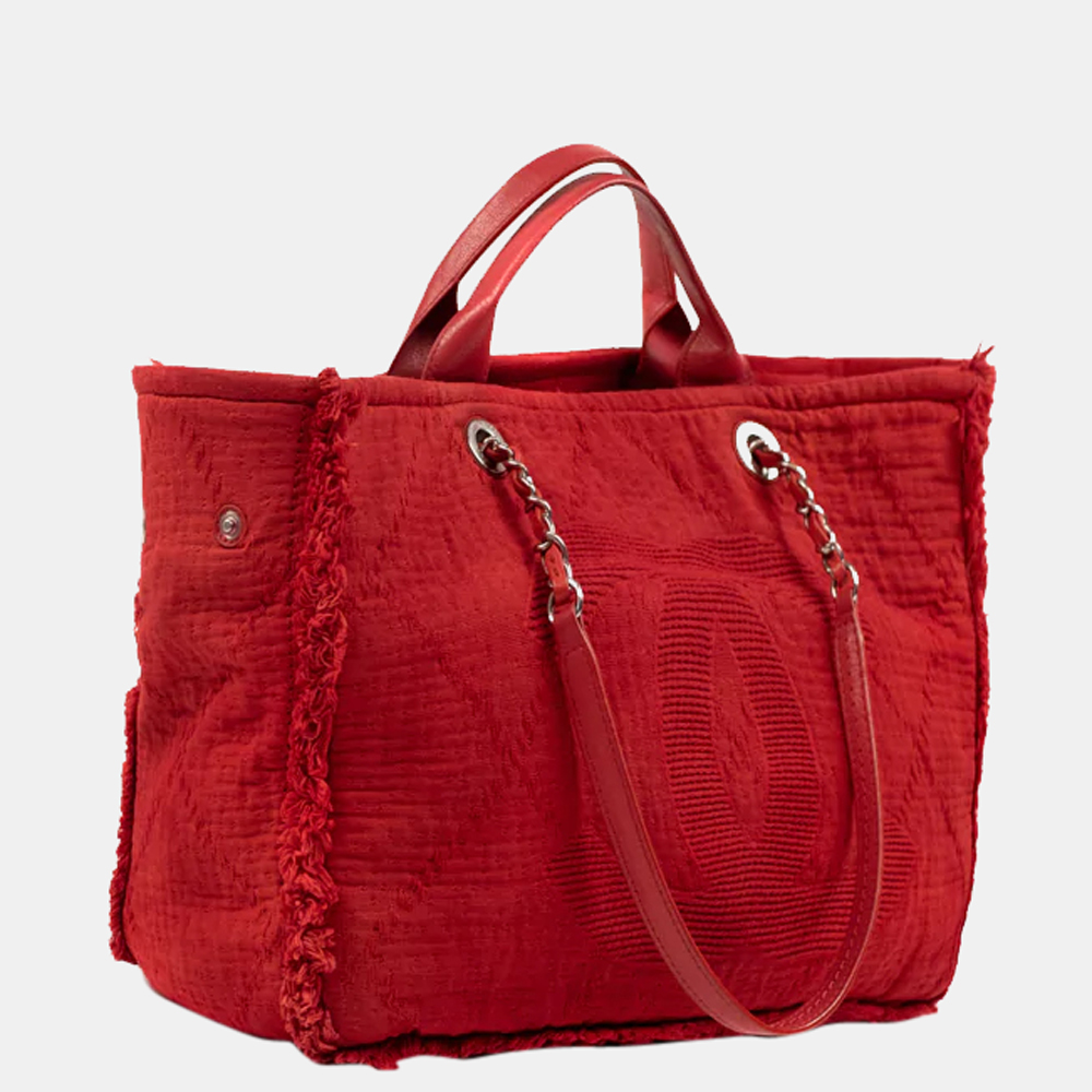 

Chanel Red Canvas Deauville Tote Bag