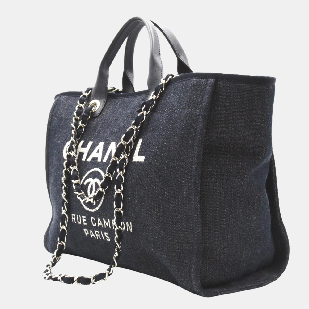 

Chanel Blue Denim Deauville Shopping Tote Bag