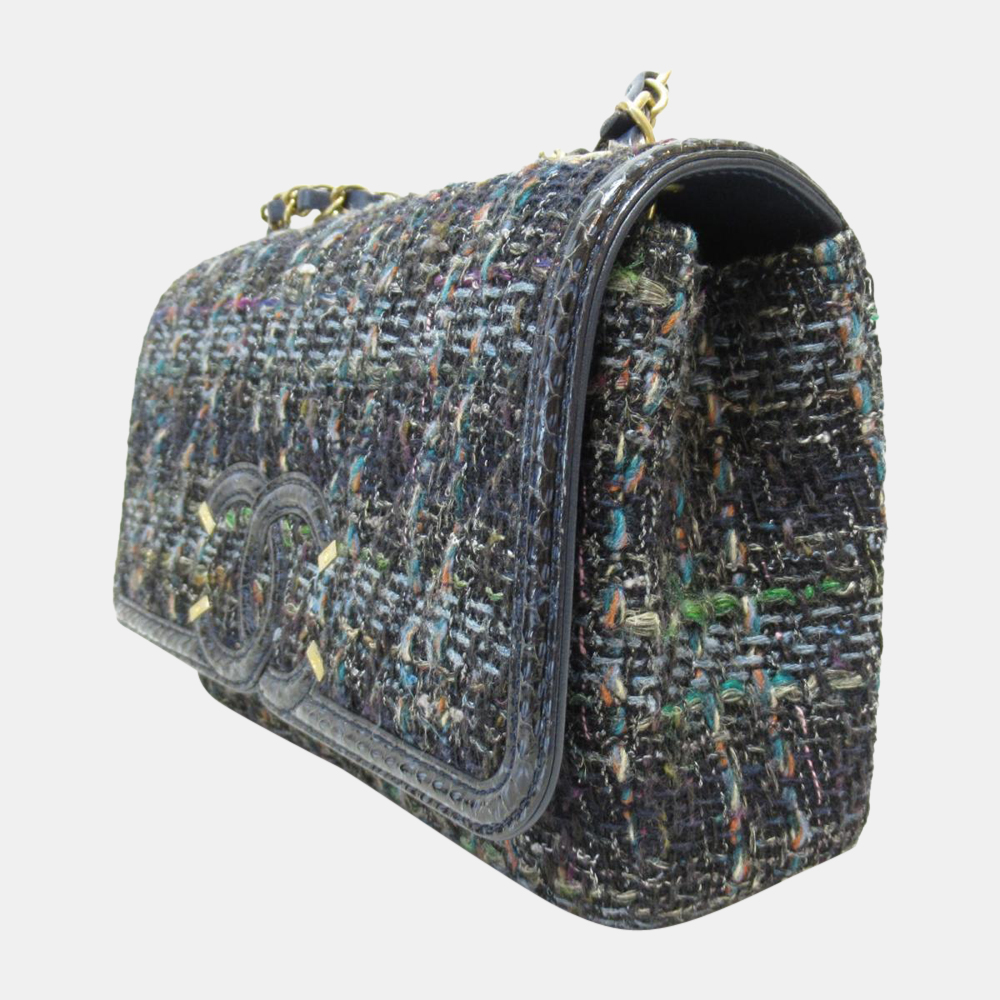 

Chanel Blue Tweed CC Filigree Flap Chain Shoulder Bag