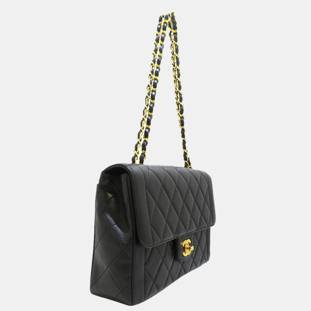 

Chanel Black Matelasse Lambskin Single Flap Bag