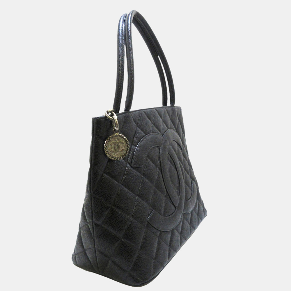 

Chanel Black Medallion Caviar Leather Tote Bag