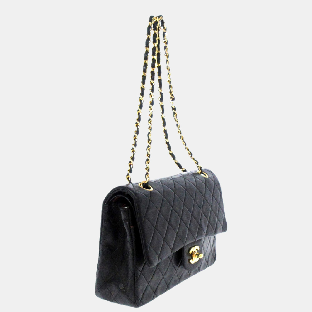 

Chanel Black Classic Medium Lambskin Double Flap Bag