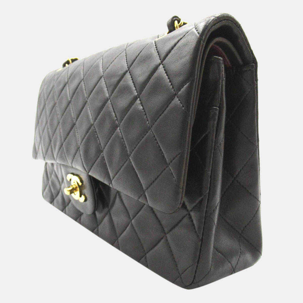 

Chanel Black Leather Medium Double Flap Shoulder Bag