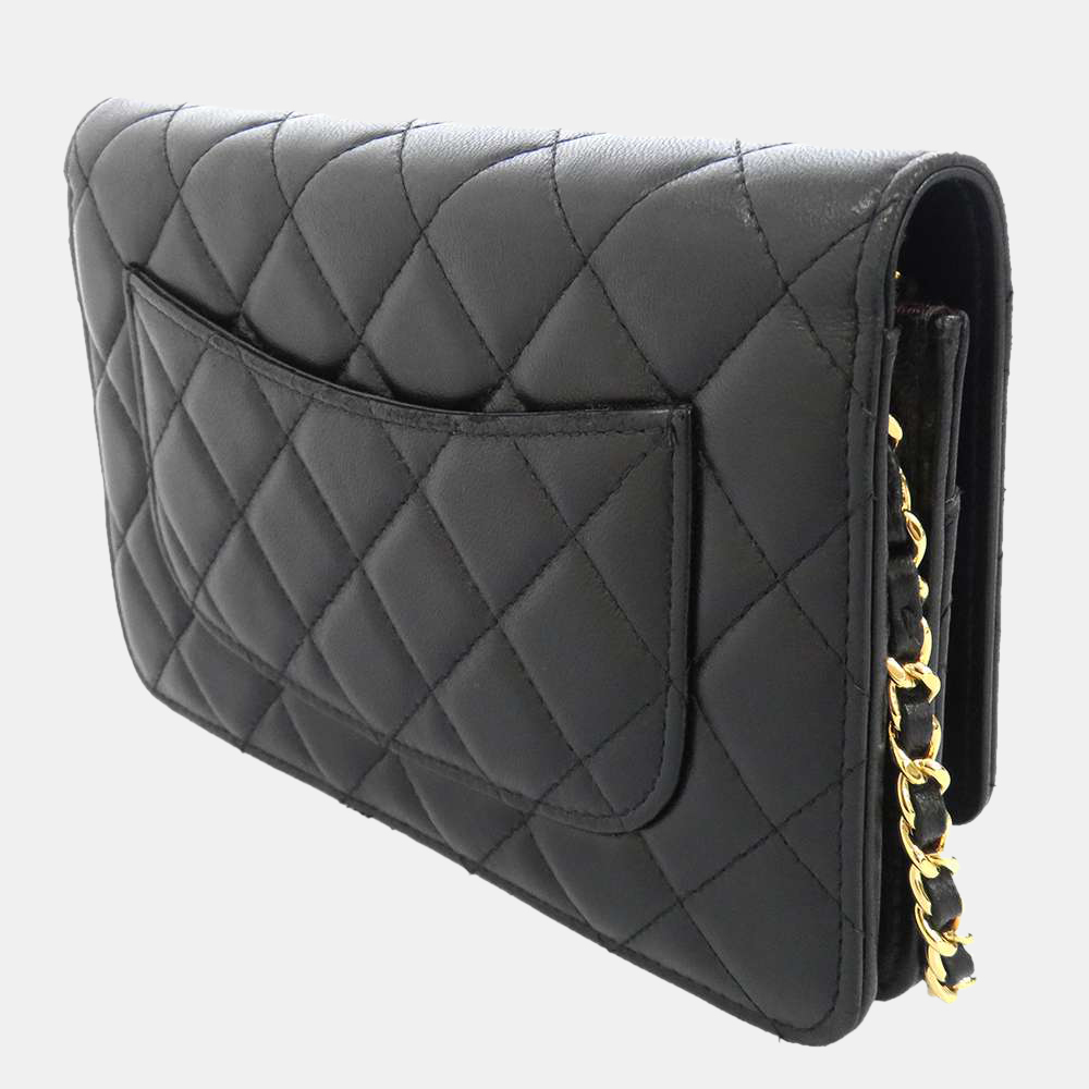 

Chanel Black Quilted Lambskin Leather Chain Wallet