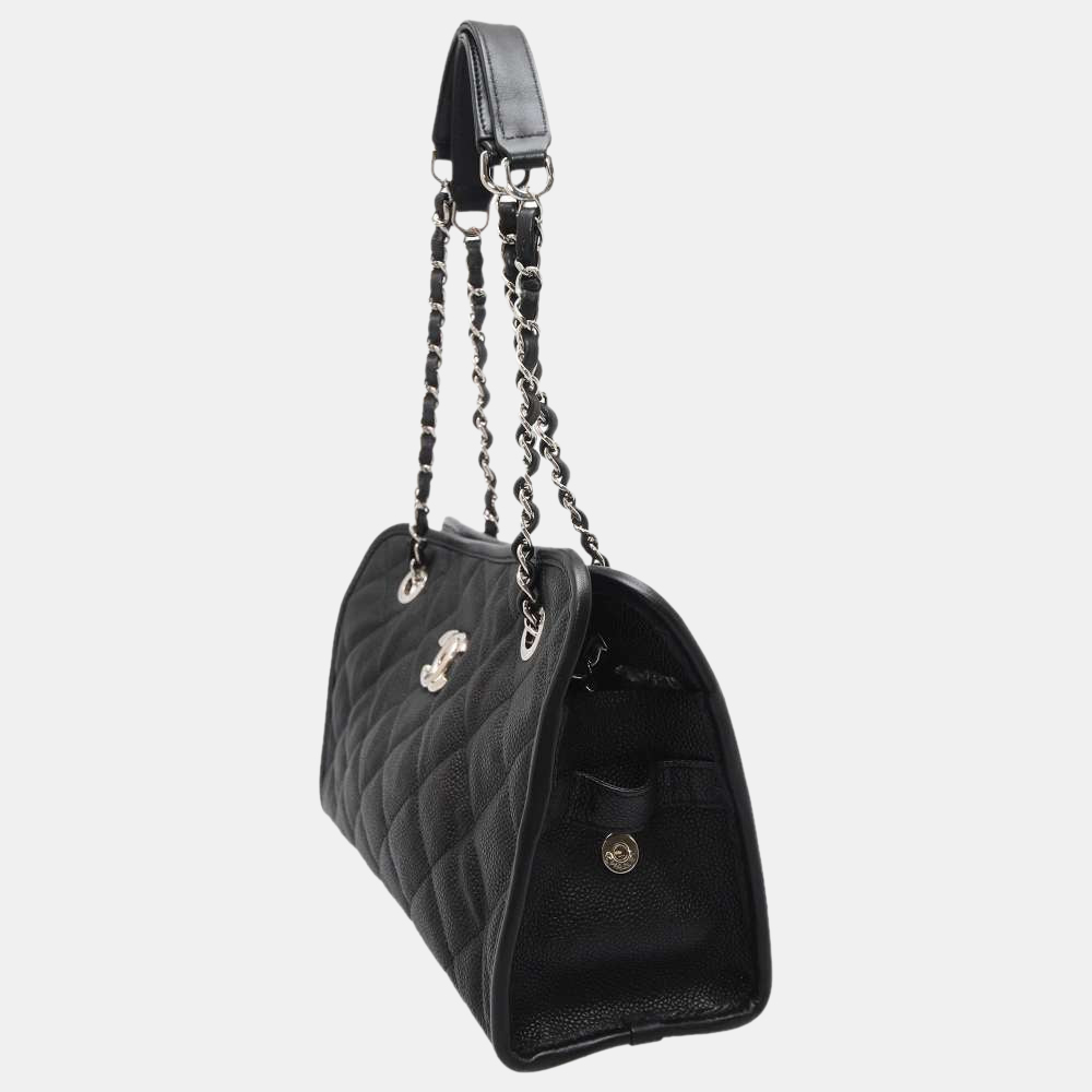 

Chanel Black Caviar Leather Chain Tote Bag