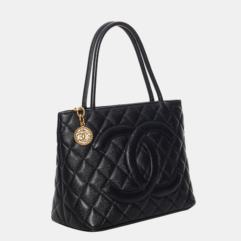 

Chanel Black Medallion Caviar Leather Tote Bag