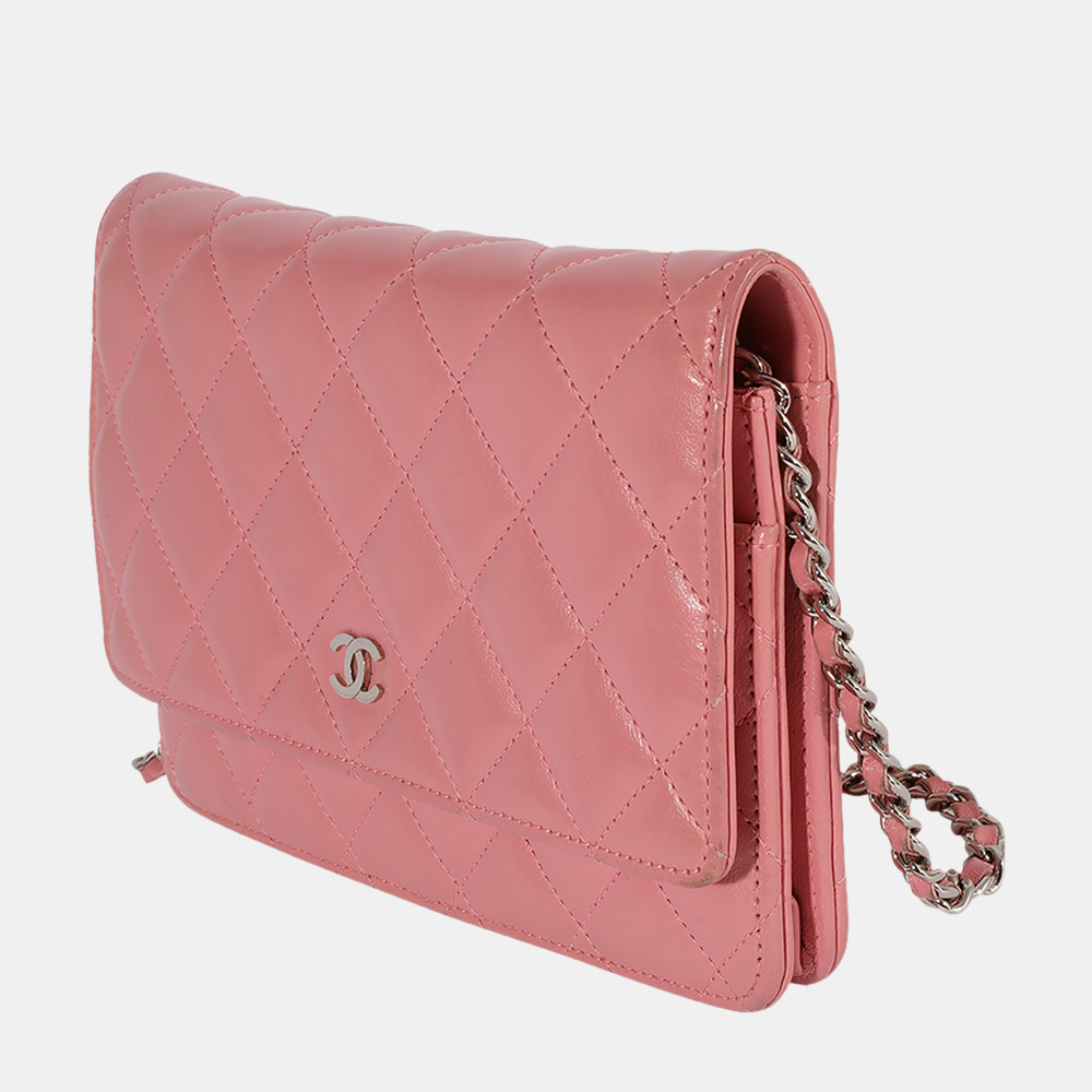 

Chanel Pink Quilted Lambskin Leather Wallet On Chain