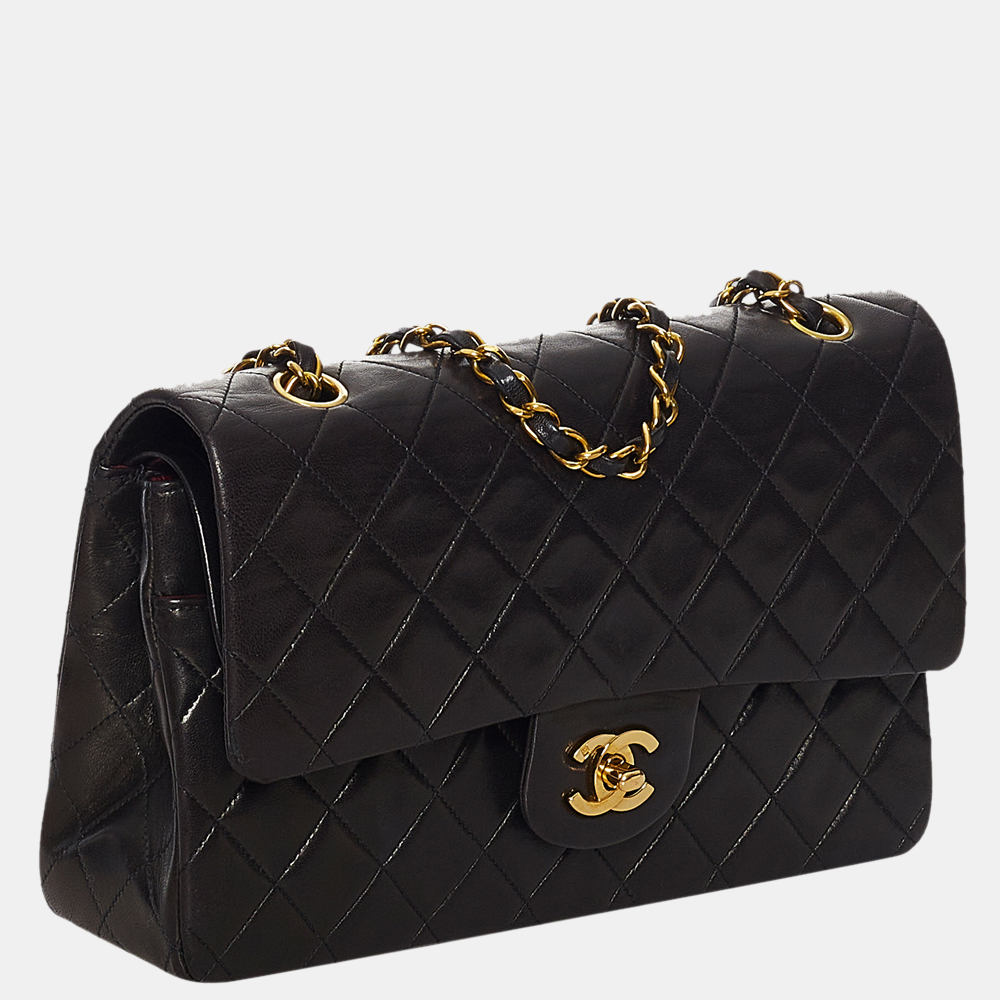 

Chanel Black Classic Medium Lambskin Double Flap Bag