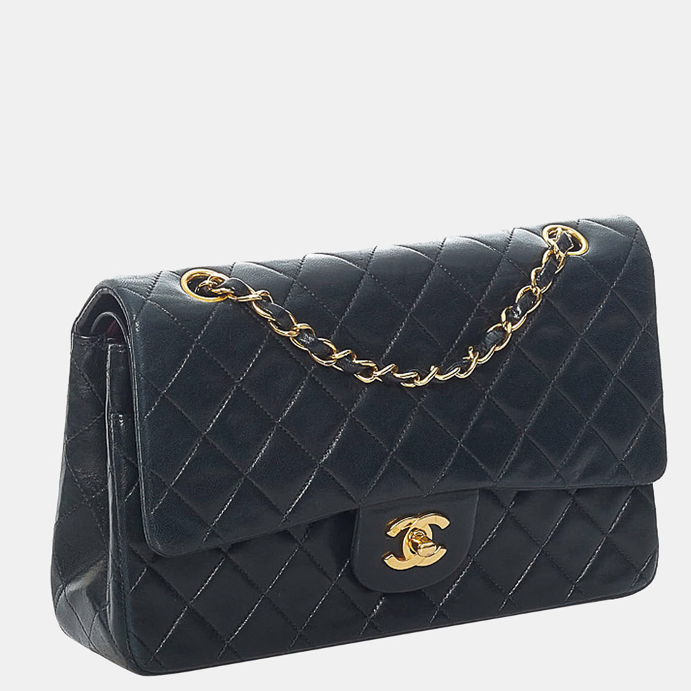 

Chanel Black Classic Medium Lambskin Double Flap Bag