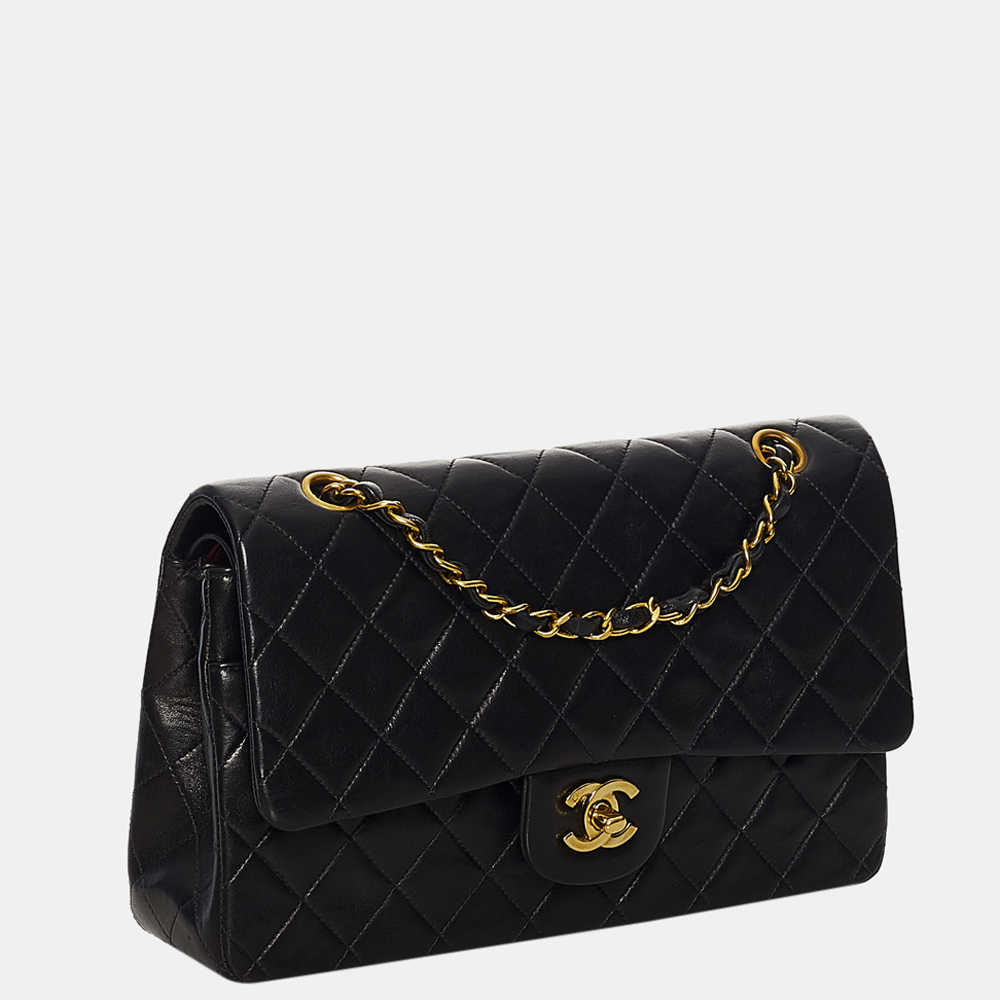 

Chanel Black Classic Medium Lambskin Leather Double Flap