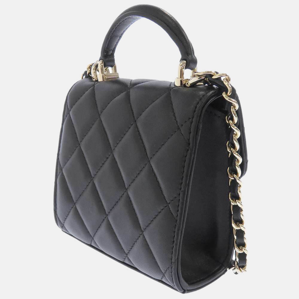 

Chanel Black Lambskin Quilted Leather 2021 Clutch Bag