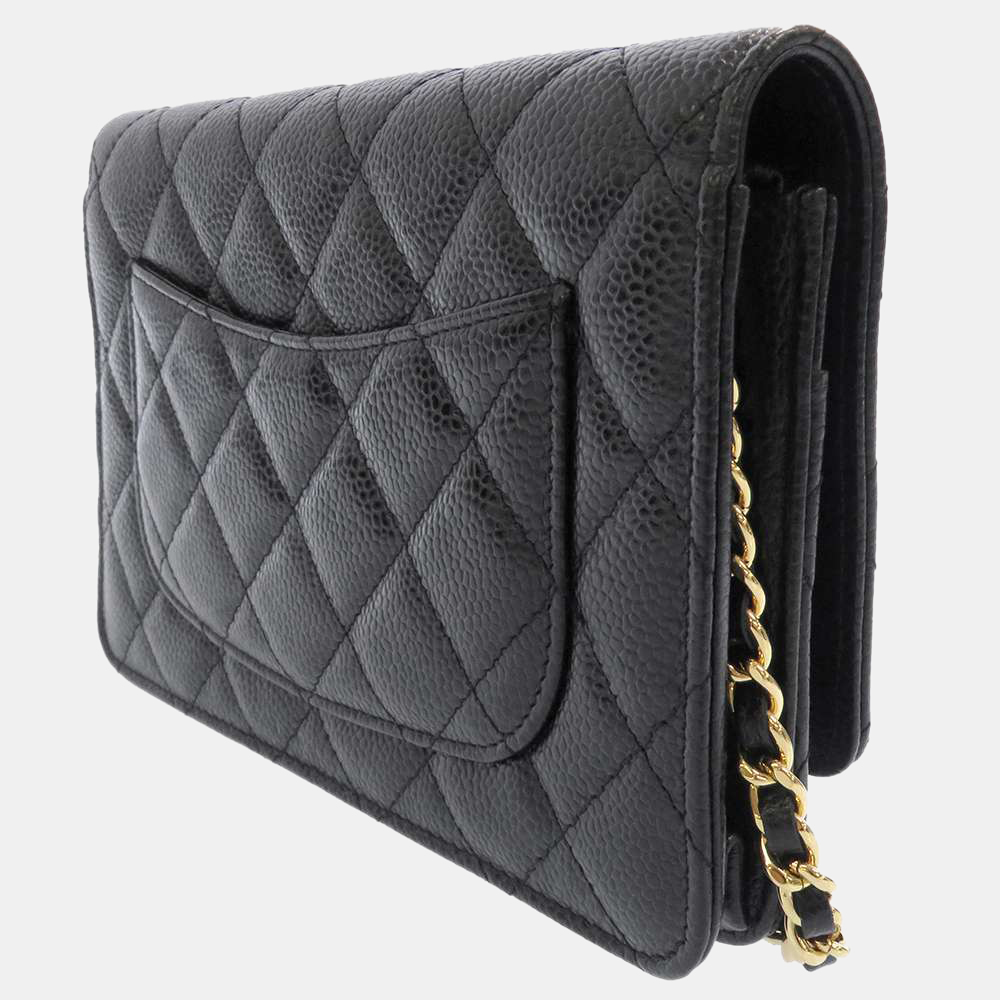 

Chanel Black Quilted Caviar Leather Chain Wallet