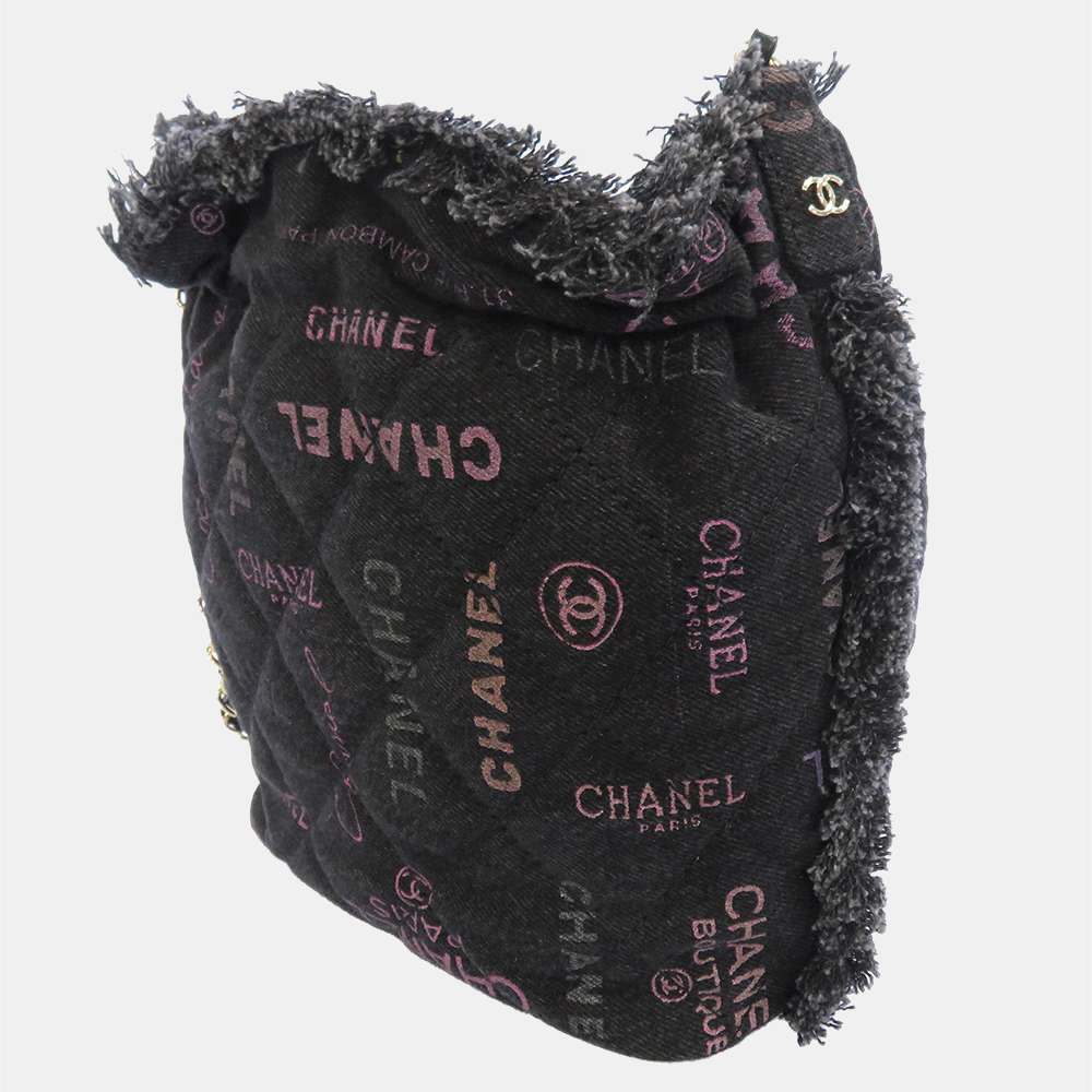 

Chanel Black Print Denim Mood Bucket Shoulder Bag