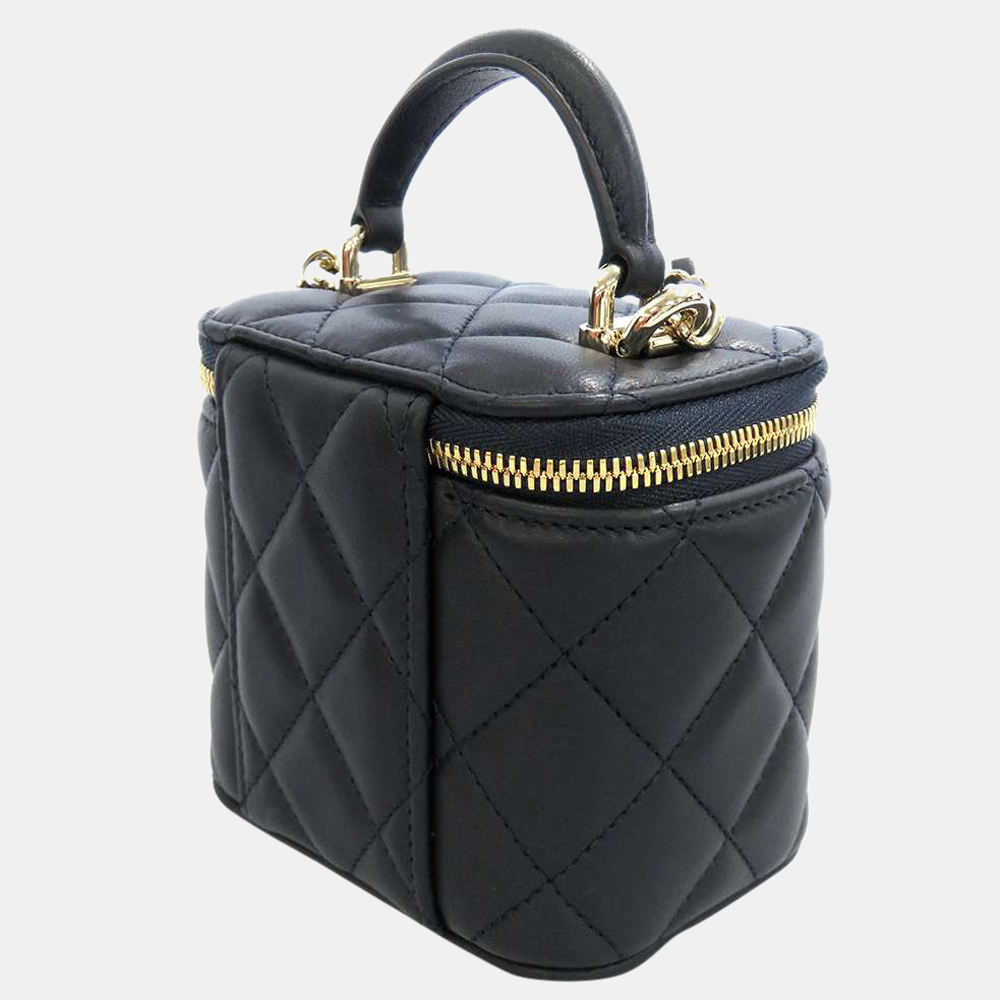 

Chanel Navy Lambskin Leather Small Vanity Case Shoulder Bag, Navy blue