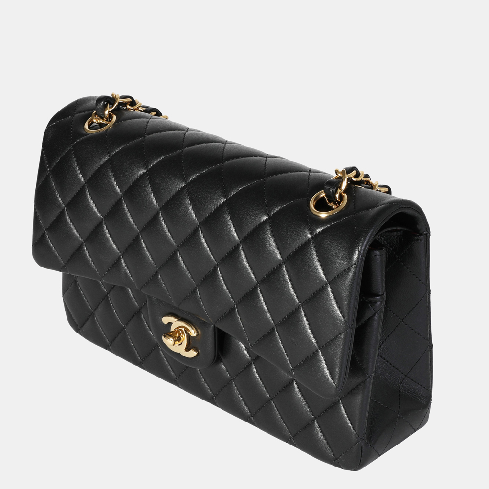 

Chanel Black Quilted Lambskin Leather Medium Classic Double Flap Shoulder Bag