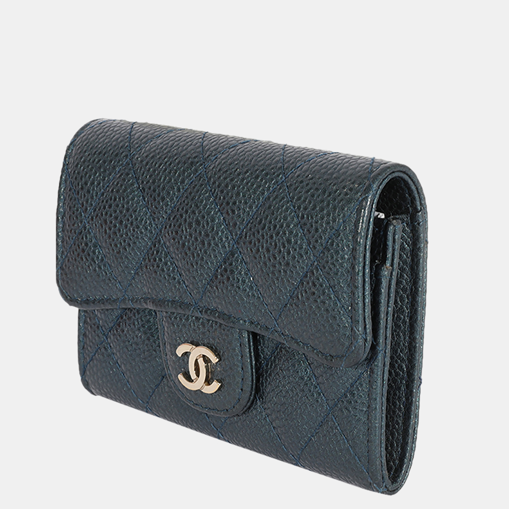 

Chanel Blue Leather Flap Card Holder Wallet