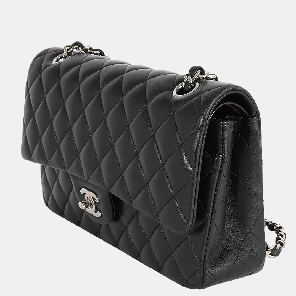 

Chanel Black Quilted Lambskin Leather Medium Classic Double Flap Shoulder Bag