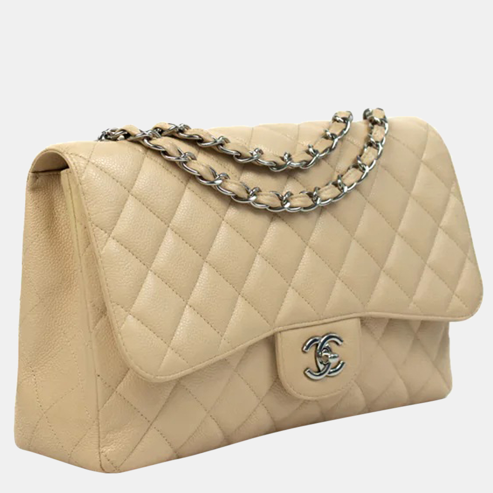 

Chanel Beige Leather Jumbo Timeless Double Flap Shoulder Bag