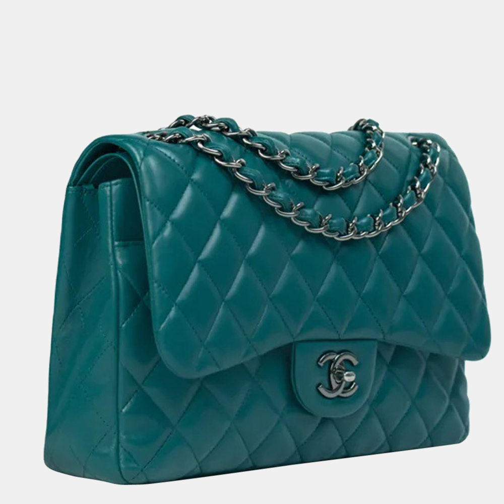 

Chanel Blue Leather Timeless Jumbo Double Flap Shoulder Bag