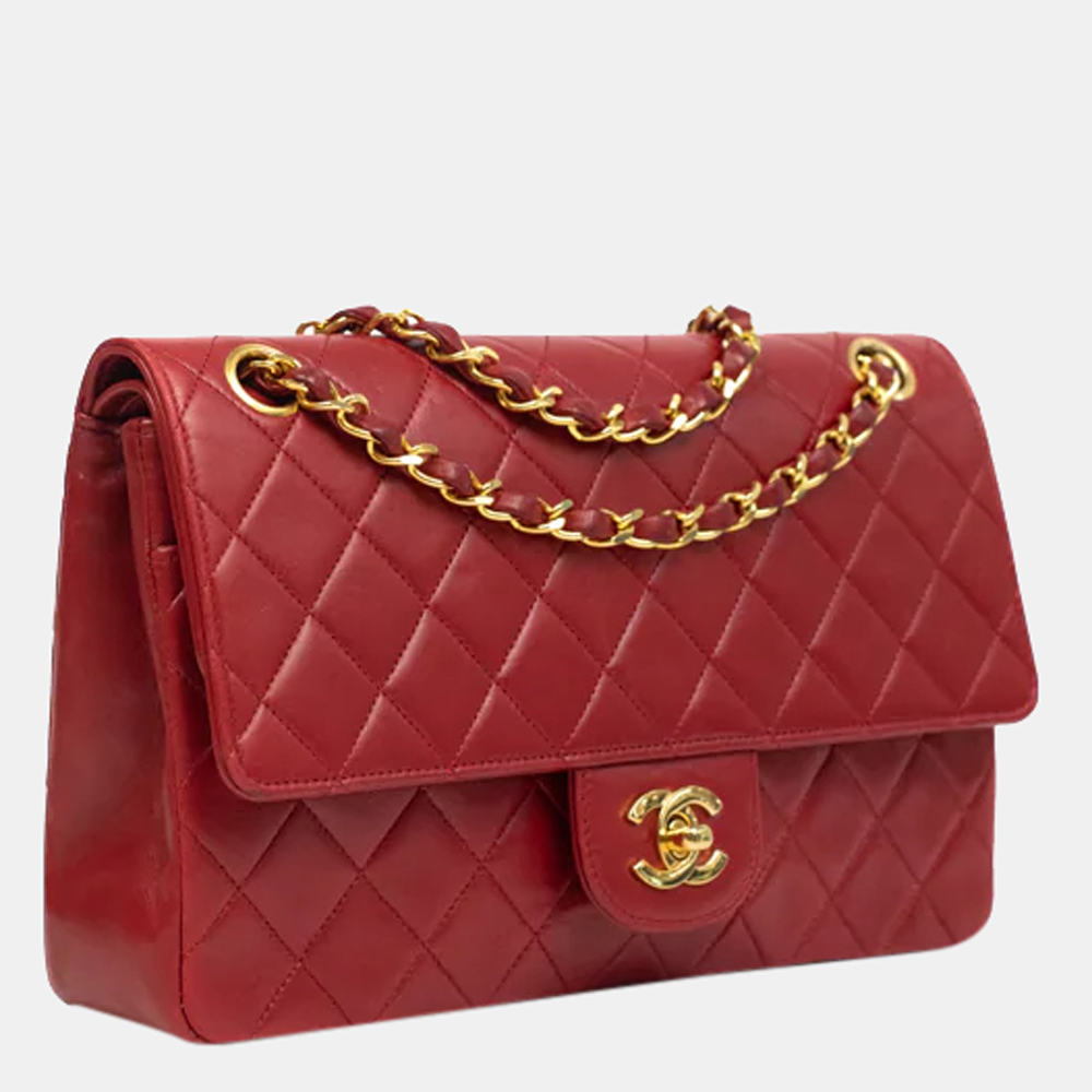 

Chanel Red Lambskin Leather  Classic Double Flap Bag