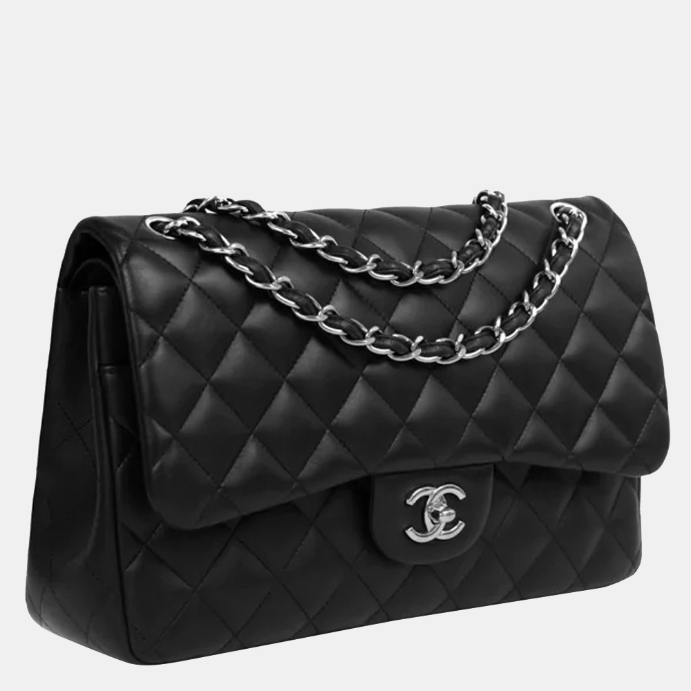 

Chanel Black Leather Timeless Jumbo Double Flap Shoulder Bag