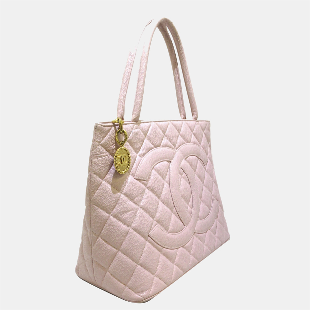 

Chanel Pink Medallion Caviar Leather Tote Bag