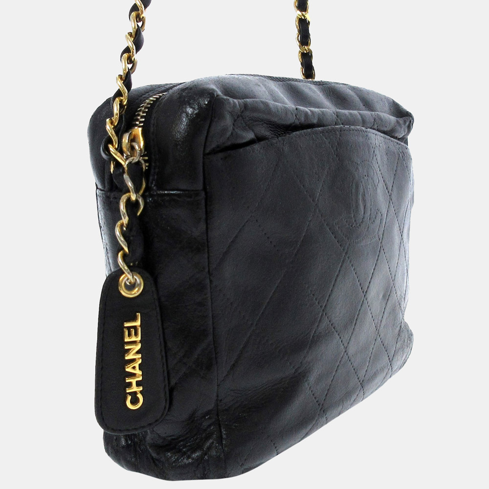 

Chanel Black Matelasse Lambskin Chain Shoulder Bag