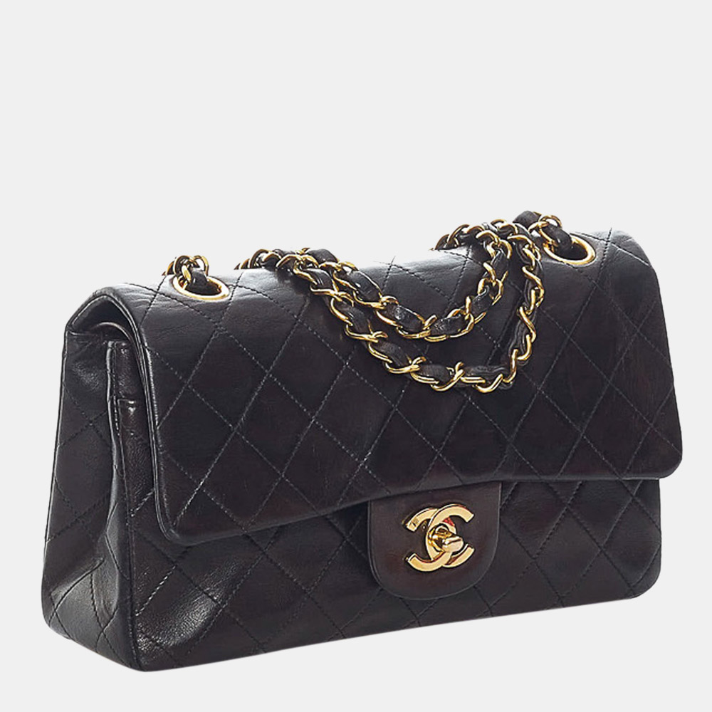 

Chanel Black Small Classic Lambskin Leather Double Flap Bag