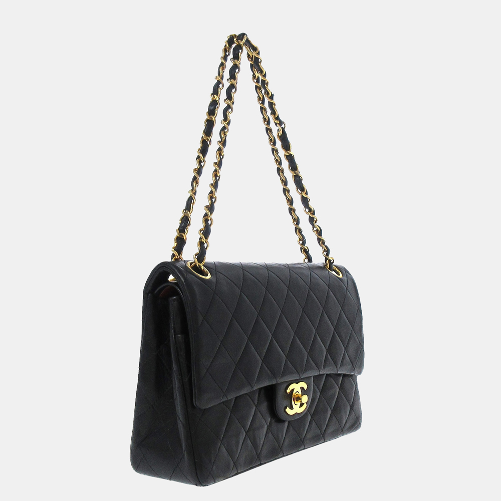 

Chanel Black Classic Medium Lambskin Double Flap Bag