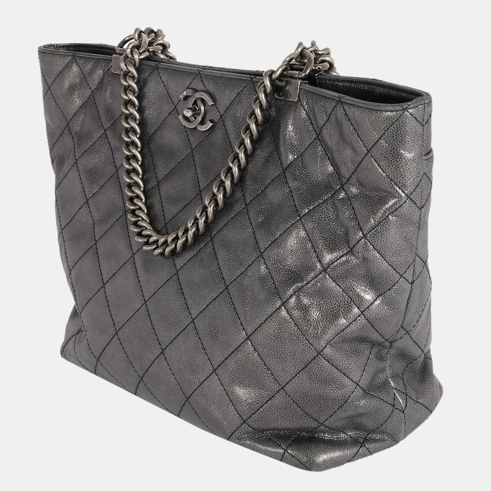 

Chanel Metallic Grey Quilted Calfskin Shopping tote bag