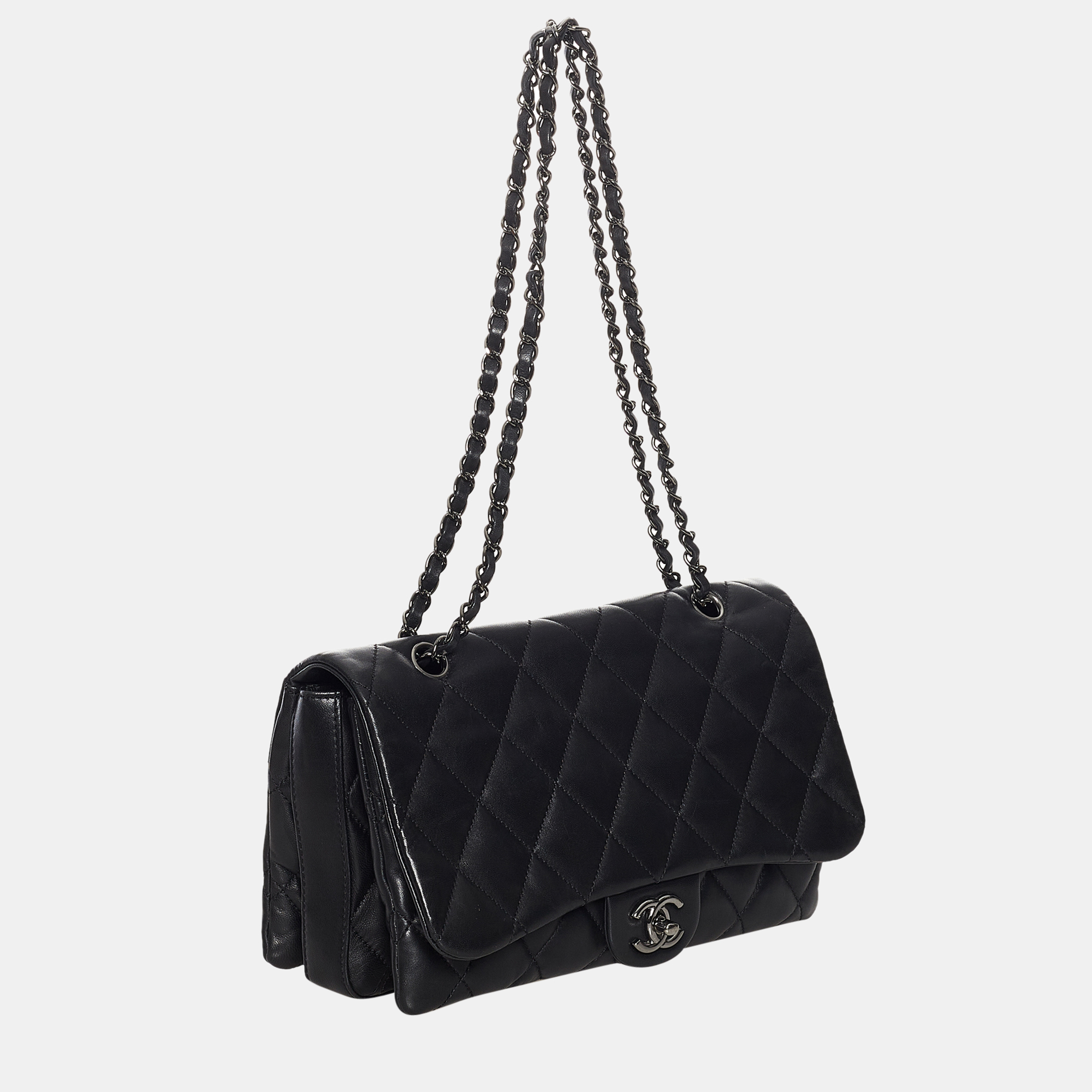 

Chanel Black 3 Bag Lambskin Leather Flap Bag