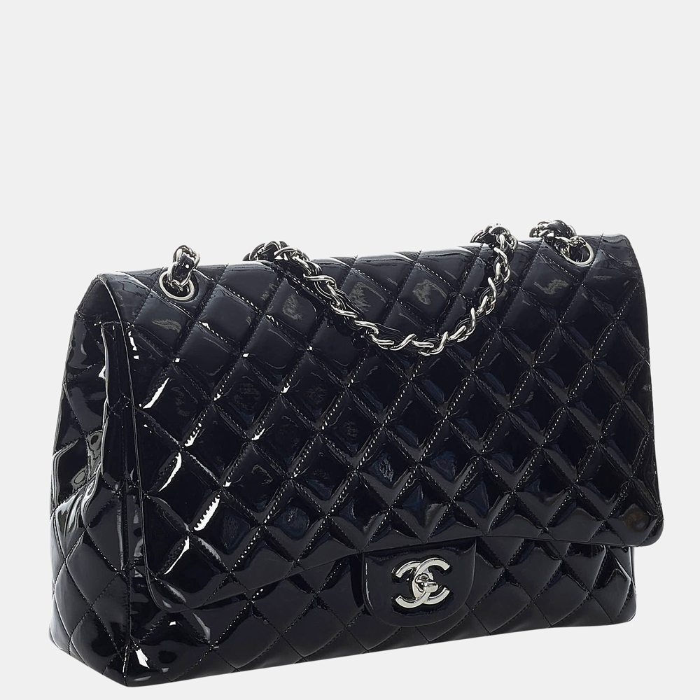 

Chanel Black Maxi Classic Patent Leather Single Flap Bag