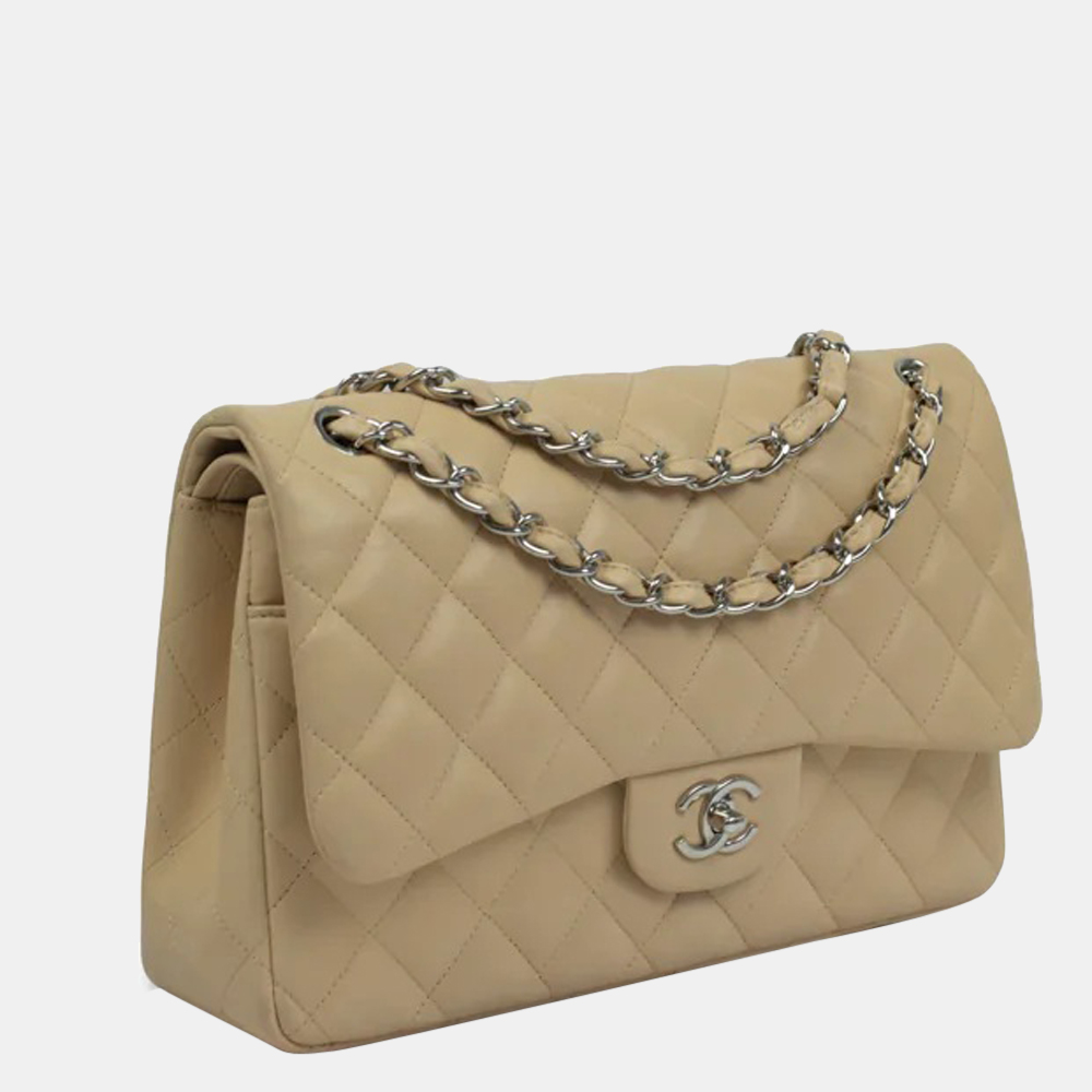 

Chanel Beige Leather Timeless Jumbo Double Flap Shoulder Bag