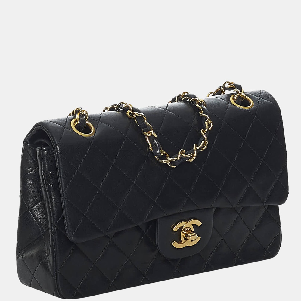 

Chanel Black Small Classic Lambskin Leather Double Flap Bag