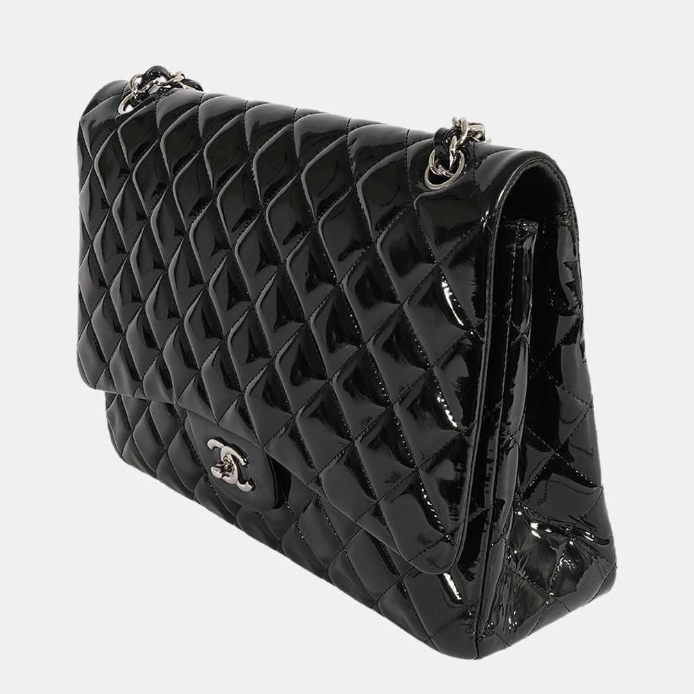 

Chanel Black Quilted Patent Leather Maxi Classic Single Flap Shoulder Bag
