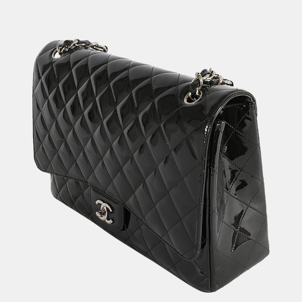 

Chanel Black Quilted Patent Leather Maxi Classic Single Flap Shoulder Bag