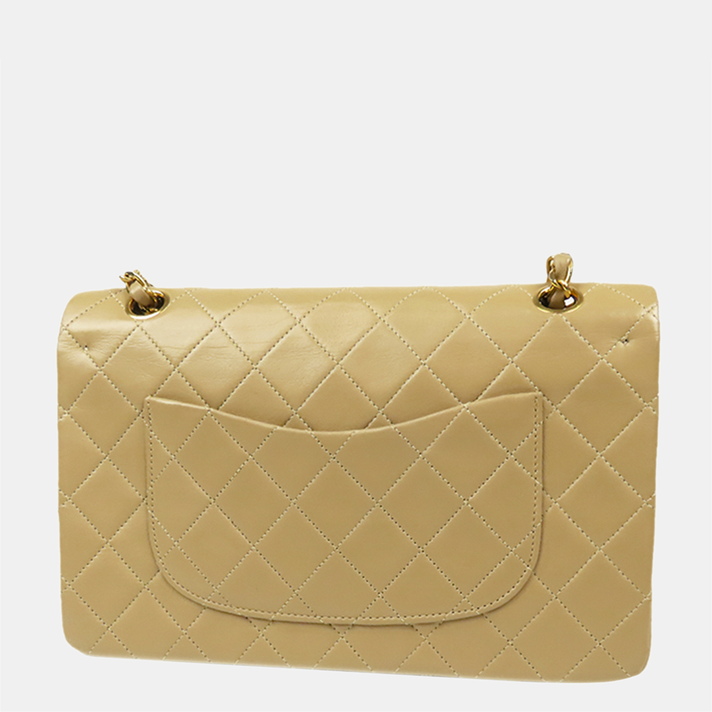 

Chanel Beige/Brown Medium Classic Lambskin Leather Double Flap Bag