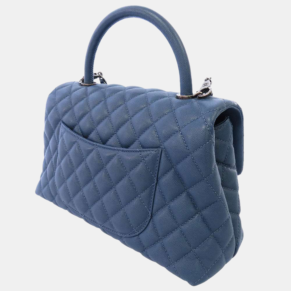

Chanel Blue Caviar Leather Coco Handle Top Handle Bag