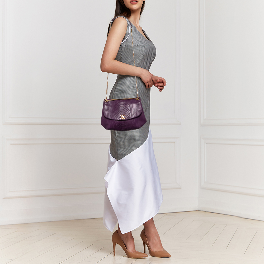 

Chanel Purple Python Crossbody Flap Bag
