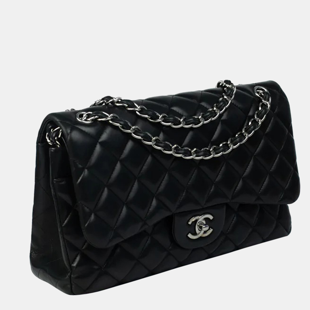 

Chanel Black Leather Jumbo Double Flap Shoulder Bag