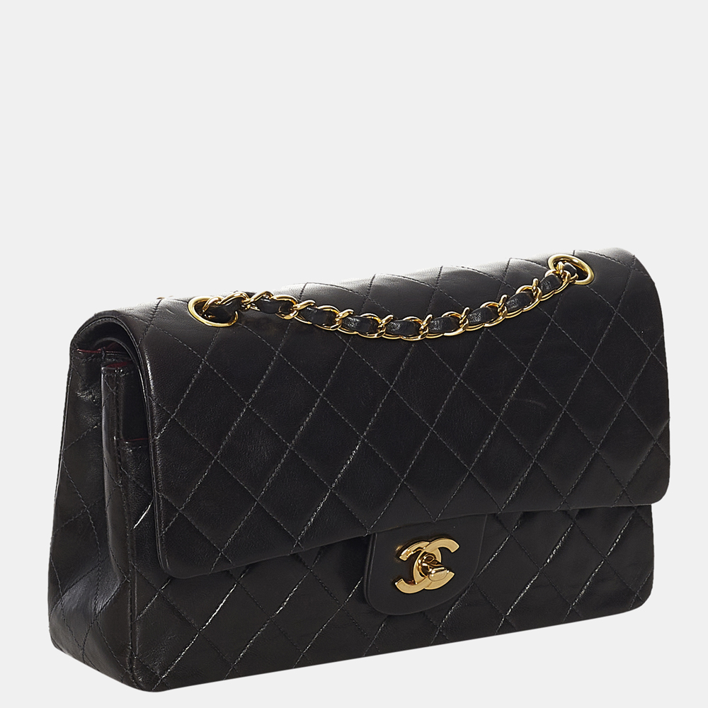

Chanel Black Classic Medium Lambskin Double Flap Bag