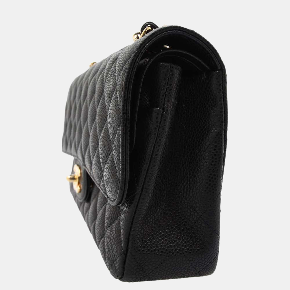 

Chanel Black Caviar Leather Medium Double Flap Shoulder Bag