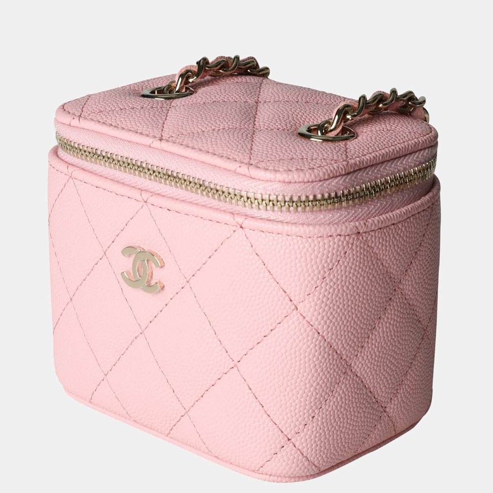 

Chanel Pink Quilted Caviar Mini Vanity Case with Chain