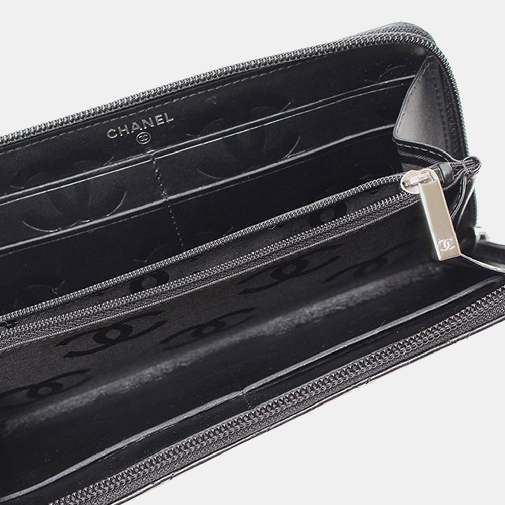 

Chanel Black Cambon Ligne Zip Around Lambskin Leather Wallet