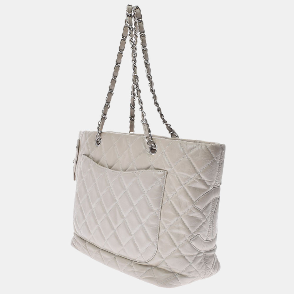 

Chanel White Leather Cambon Ligne CC Tote Bag