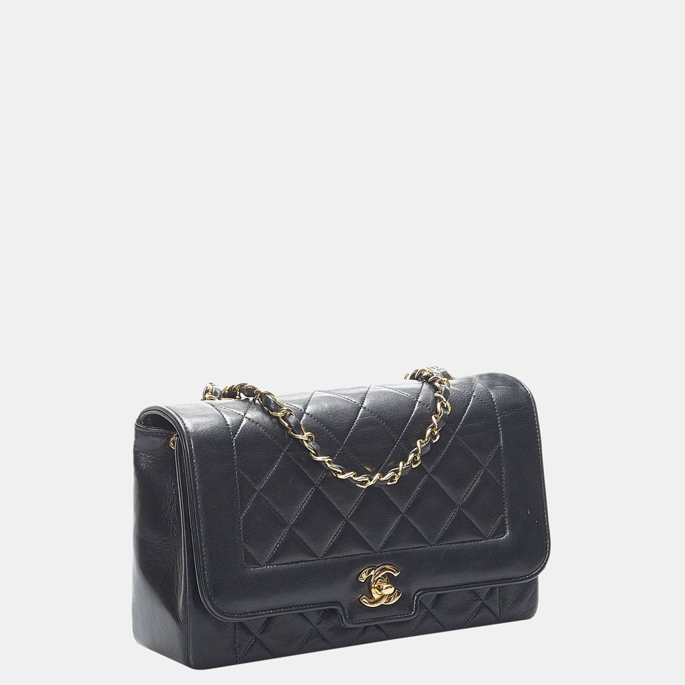 

Chanel Black Medium Diana Flap Lambskin Leather Crossbody Bag