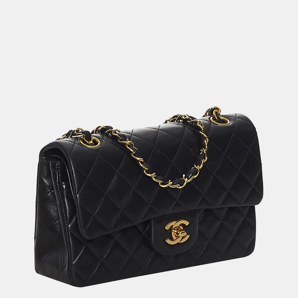 

Chanel Black Small Classic Lambskin Leather Double Flap Bag