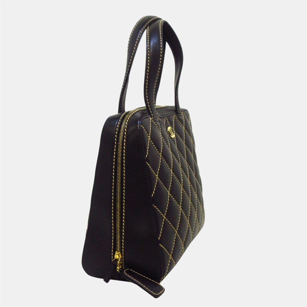 

Chanel Black Surpique Leather Handbag