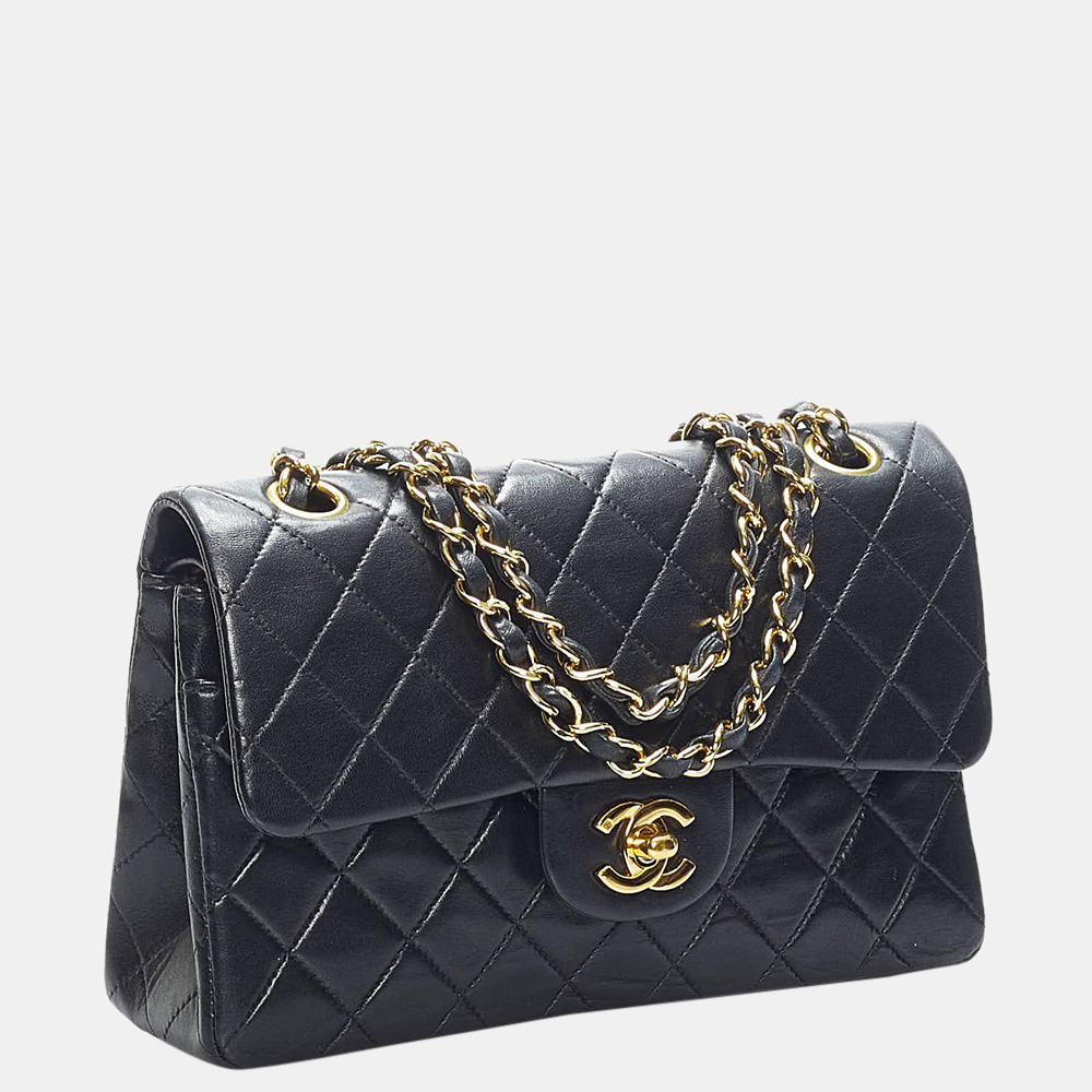 

Chanel Black Small Classic Lambskin Leather Double Flap Bag